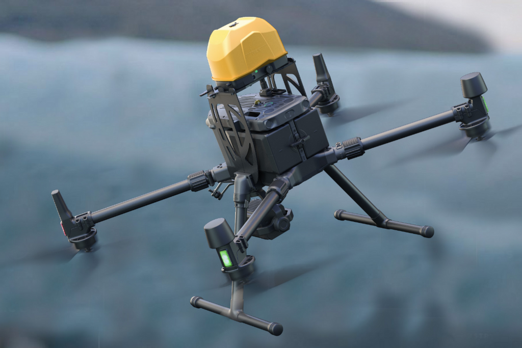 DJI Matrice 300 RTK enterprise drone fitted with an AVSS parachute recovery system.